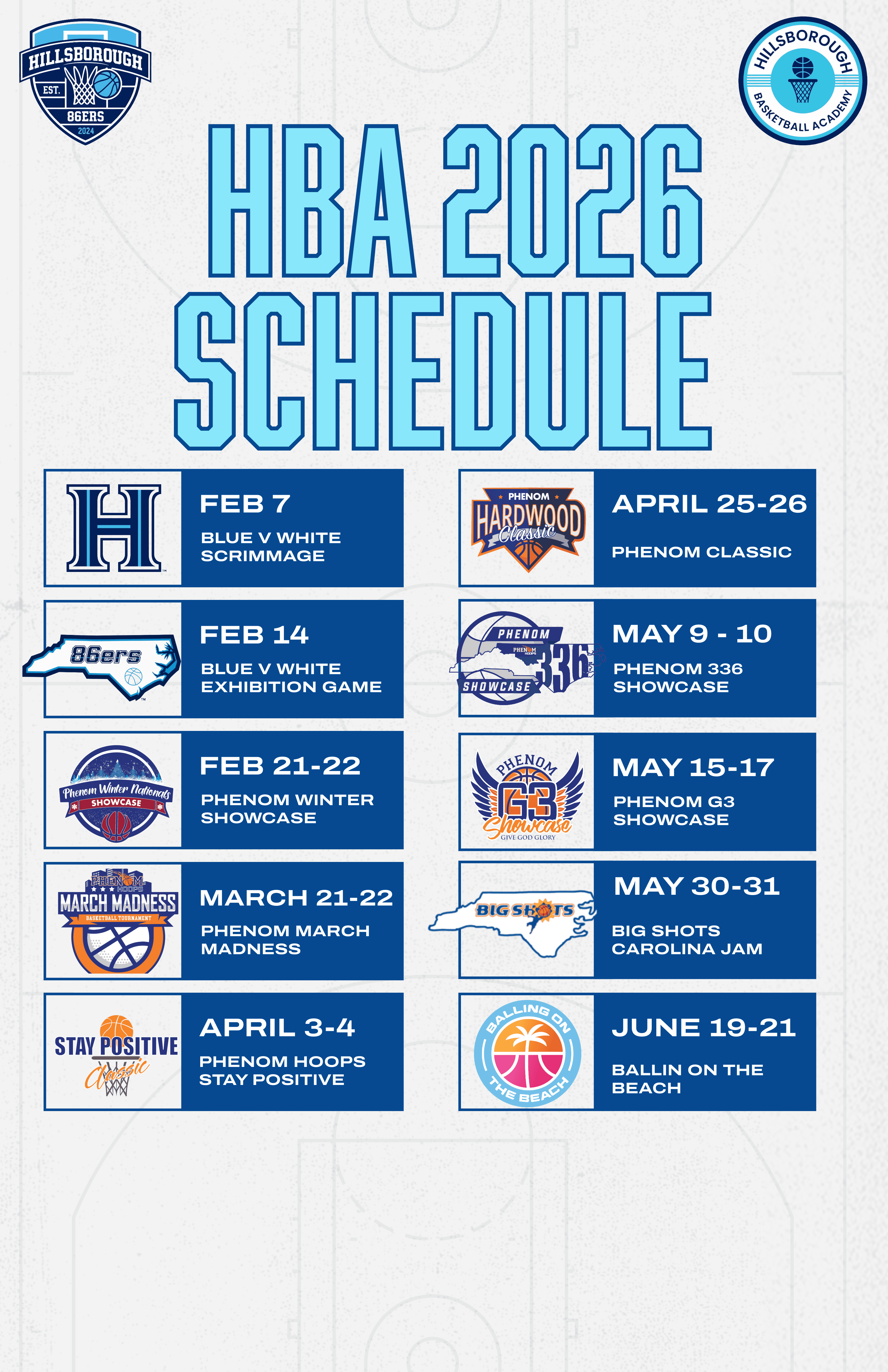 HBA 2026 Season Schedule